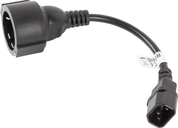 Kabllo e energjisë Lanberg IEC 320 C14- Schuko, 20cm, e zezë (CA-C14E-10CC-0018-BK)