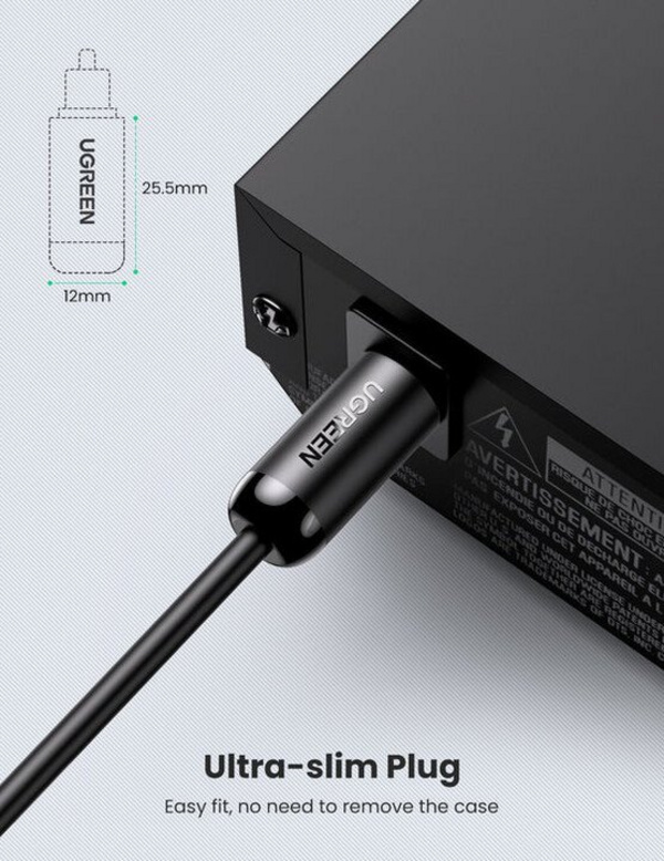 Kabllo audio UGREEN Toslink, optike, 2m, e zezë