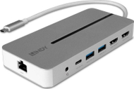 Dock USB C Lindy Dual 4K, 100W Power Delivery, 2 porta video, gri