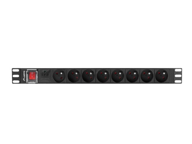 Prizë PDU Lanberg 1U PDU-08E-0200-BK, 8x 230V, 4000W, 2m, e zezë
