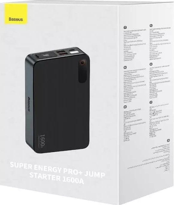 Powerbank me starter veture Baseus Super Energy PRO, 16000mAh, dalje USB A dhe USB C, i zi