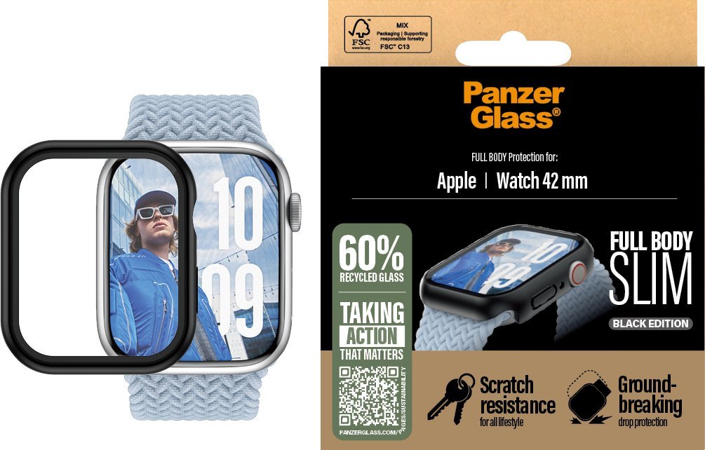 Mbrojtës ekrani PanzerGlass Snappie Full Body Slim, për Apple Watch 41mm, i zi