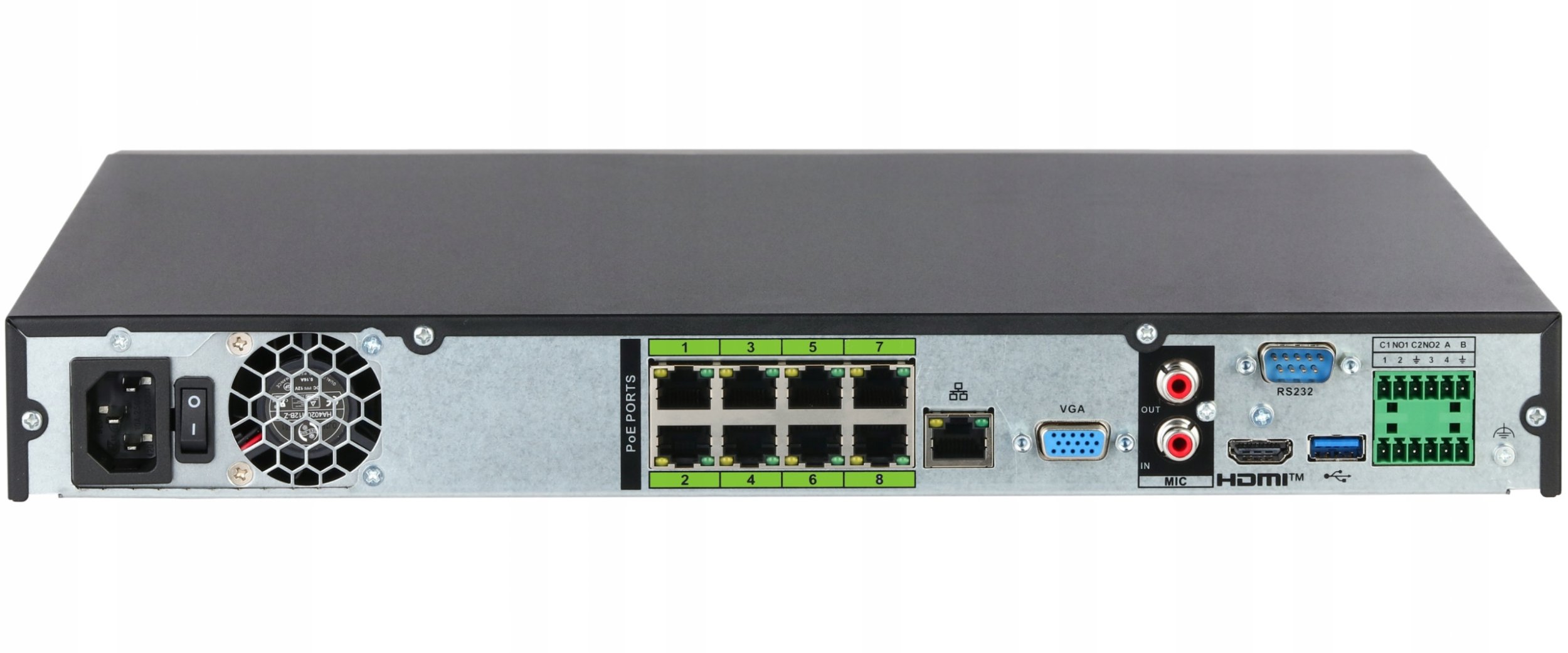 IP мрежен регистратор Dahua DHI NVR5216 8P EI2 WizSense, 16 канали, интегриран PoE, црн