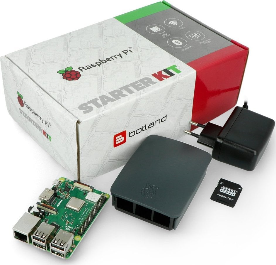 Set mini kompjuter Raspberry Pi 3 B Plus, WiFi, 32GB microSD, aksesorë zyrtarë, grafit