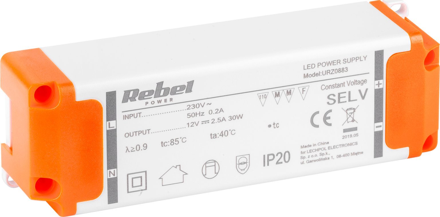 Напојување REBEL URZ0883, 12V, 2.5A 30W, црно