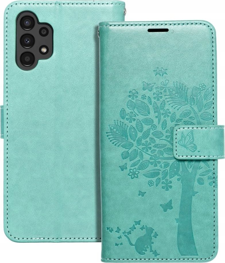 Këllëf libri Forcell MEZZO për Samsung A13 4G, motiv druri, jeshil