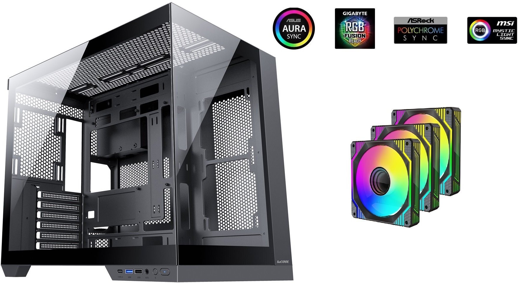 Kutia PC 1stCOOL CubeTower DREAMER, USB 3.0, USB C, me ventilatorë ARGB
