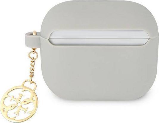 Mbulesë mbrojtëse për kufje Guess Silicone Charm 4G Collection për AirPods 3, silikon, gri