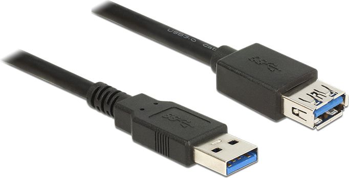 Kabllo Delock USB-A USB Cable - 5m, e zezë