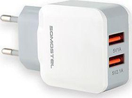 Karikues 2.1A SOMOSTEL 2100mAh 2XUSB DUAL SMS-A13, i bardhë