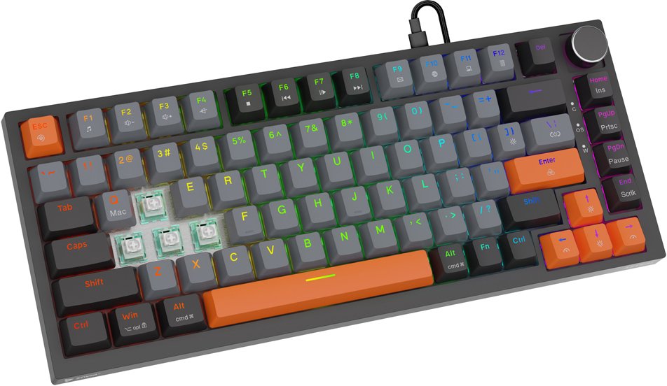 Tastierë gaming ASTRAL, Outemu White Jade, 82 taste, RGB, e zezë