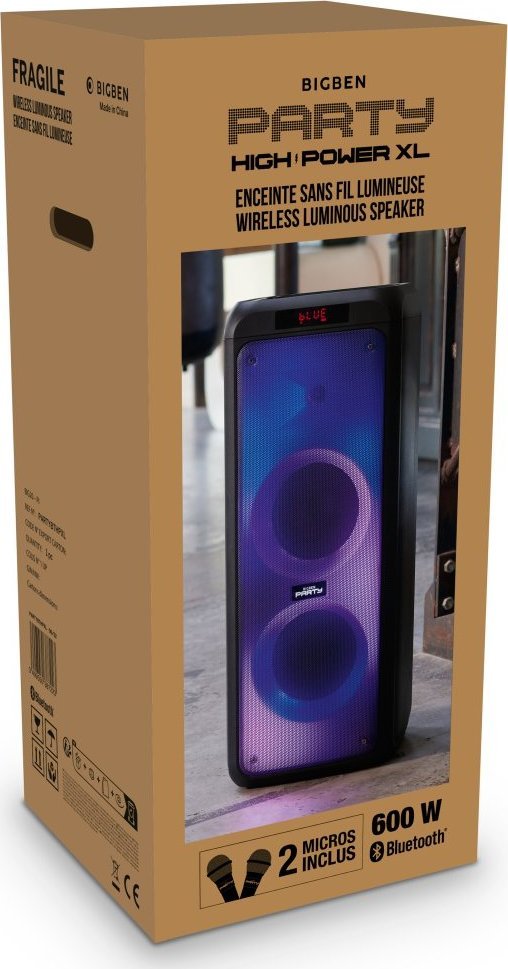Kuti zëri Bigben PARTYBTHPXL Partybox, 600W, Bluetooth, me drita LED