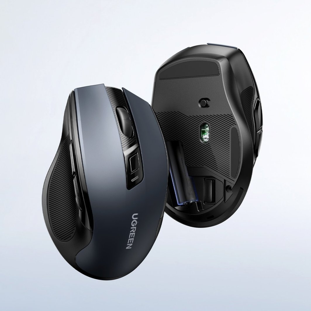 Maus pa tel UGREEN, Bluetooth dhe 2.4GHz, 4000DPI, 6 butona, i zi