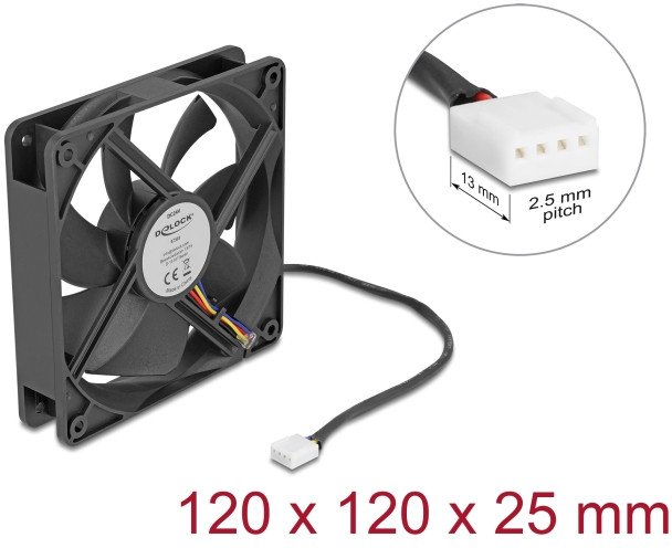 Ventilator PC Delock axial, 120mm 24V DC, i zi