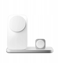 Karikues wireless Nomad Stand One Max 3 in 1, 25W Qi2 MagSafe, për iPhone Apple Watch AirPods, i bardhë