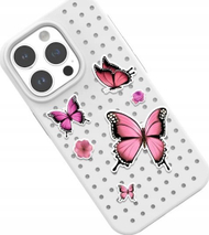 Set pinash dekorativë Pinit Flower Butterfly Pattern 1, 6 copë, motive lule dhe flutura, rozë
