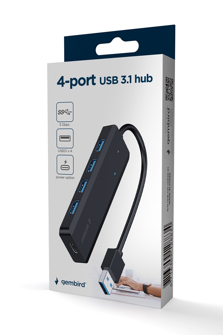 USB Hub Gembird UHB-U3P4P-02, 4 porta, USB 3.2, i zi