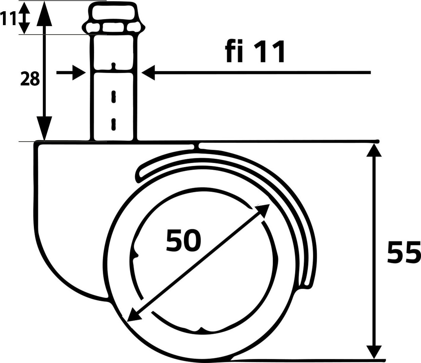 Rrota gome për karrige, set 5 copë, i zi e verdhë