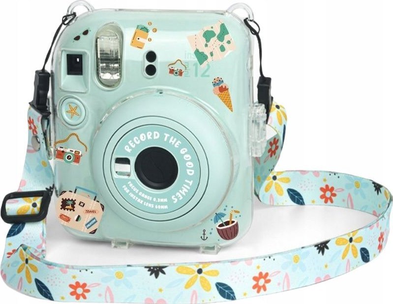 Kasë LoveInstant Holiday Time për Fujifilm Instax Mini 12, transparente, me sticker-a shumëngjyrësh