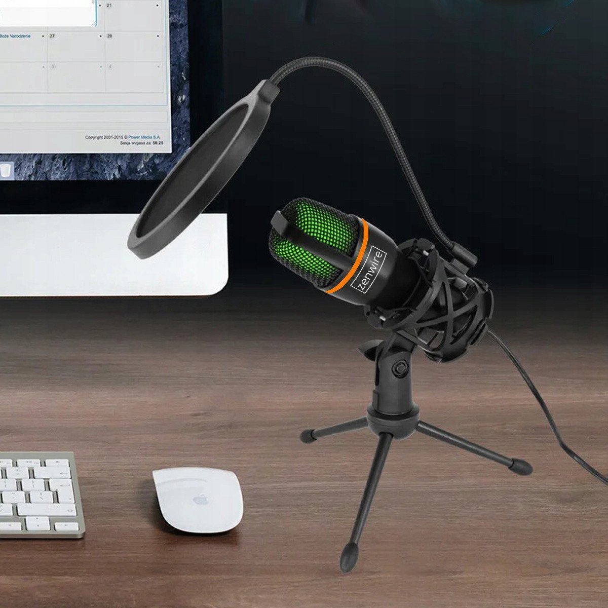 Mikrofon studio kondenzator Zenwire ME4, USB C USB 3.0, ndriçim RGB