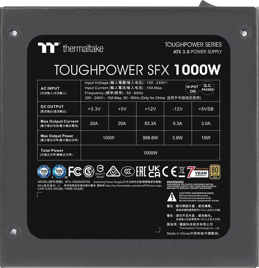 Burim energjie Thermaltake ToughPower SFX Gold PS-STP-1000FNFAGE-1 SFX-L ATX 3.0, 1000W