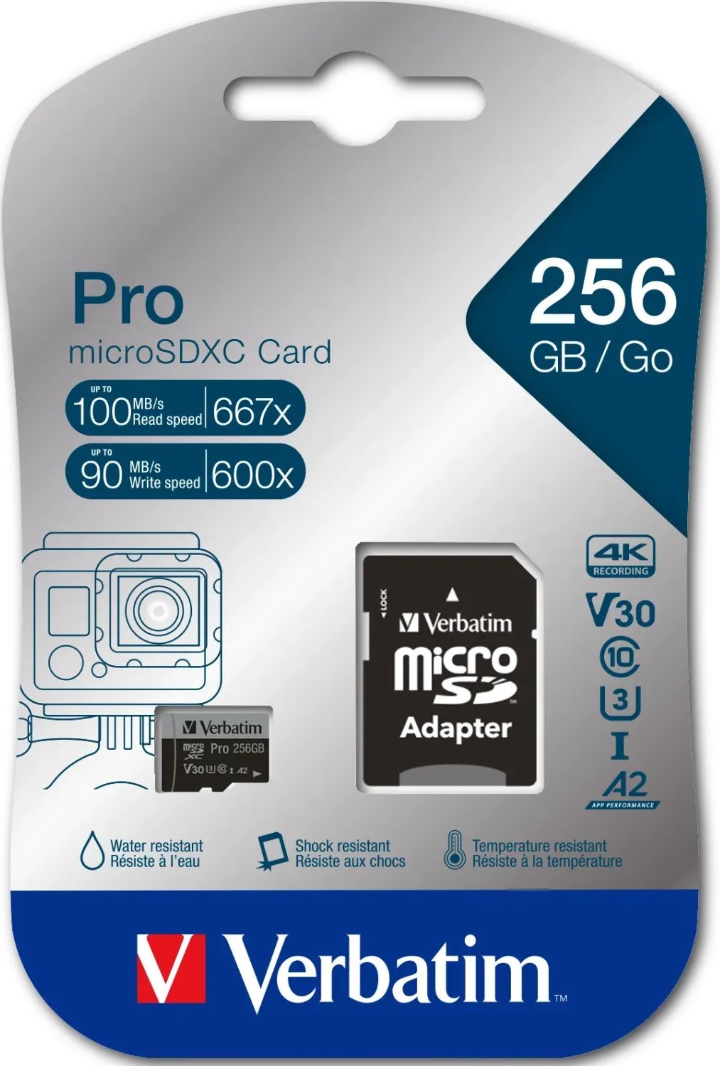 Kartë memorie Verbatim Pro U3, 256GB, Micro SDXC, e zezë