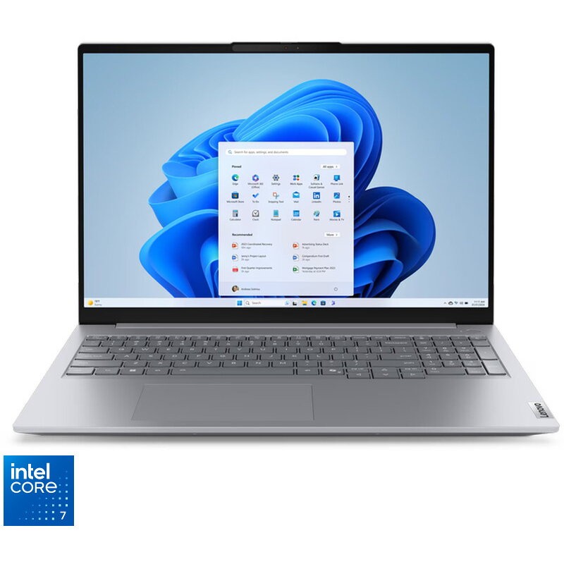 Laptop Lenovo ThinkBook 16 G8 IRL, 16" WUXGA, Intel Core 7 240H, 16GB RAM, 512GB SSD, argjendtë