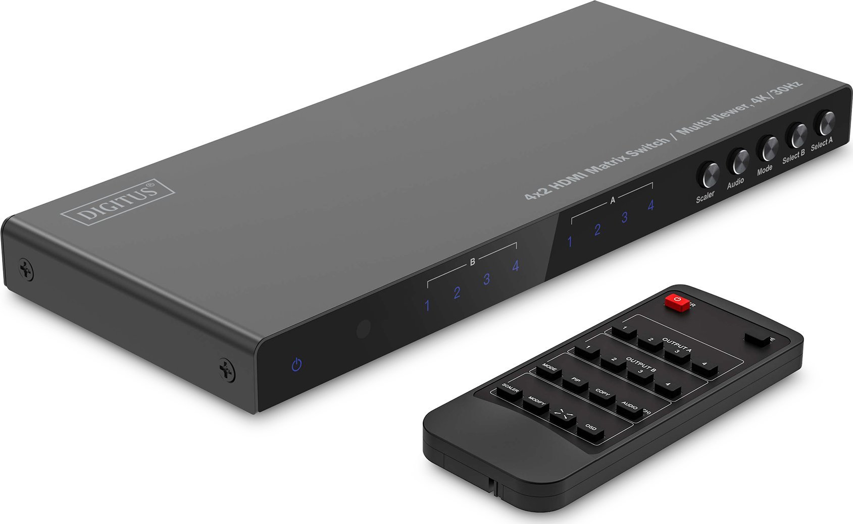 Ndarës HDMI Digitus 4x2 Matrix Multi Viewer, 4K 30Hz, i zi