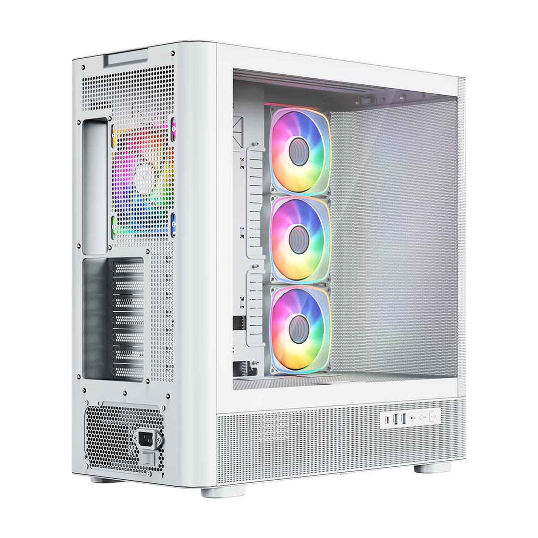 Kuti gaming MODECOM Volcano AQ500, MIDI Tower, ARGB, e bardhë