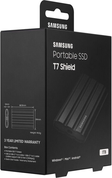 Disk i jashtëm Samsung T7 Shield, 1TB, i zi