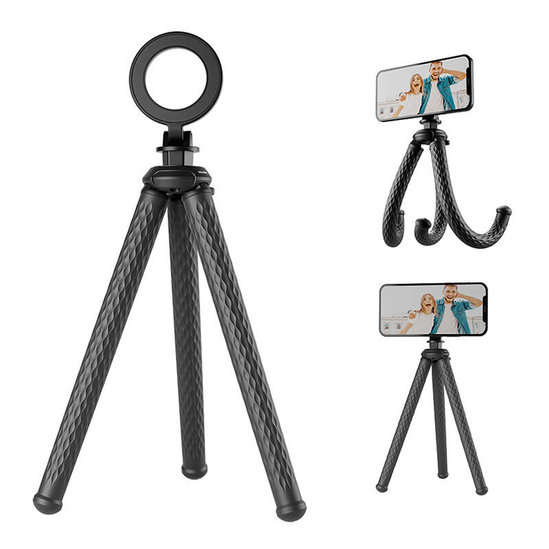 Tripod telefoni TELESIN Octopus, magnetik, këmbë fleksibile, i zi