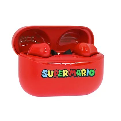 Kufje wireless OTL Technologies SM0894 Super Mario TWS, Bluetooth 5.0, me kuti karikimi, të kuqe