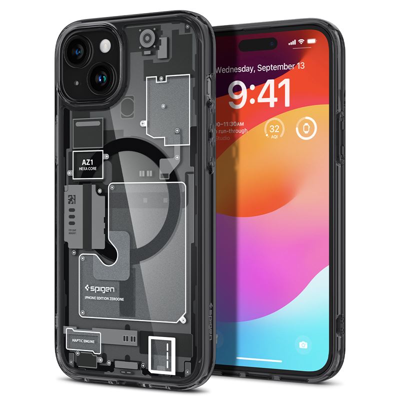 Mbështjellëse për iPhone 15 Spigen Ultra Hybrid MagSafe, e zezë
