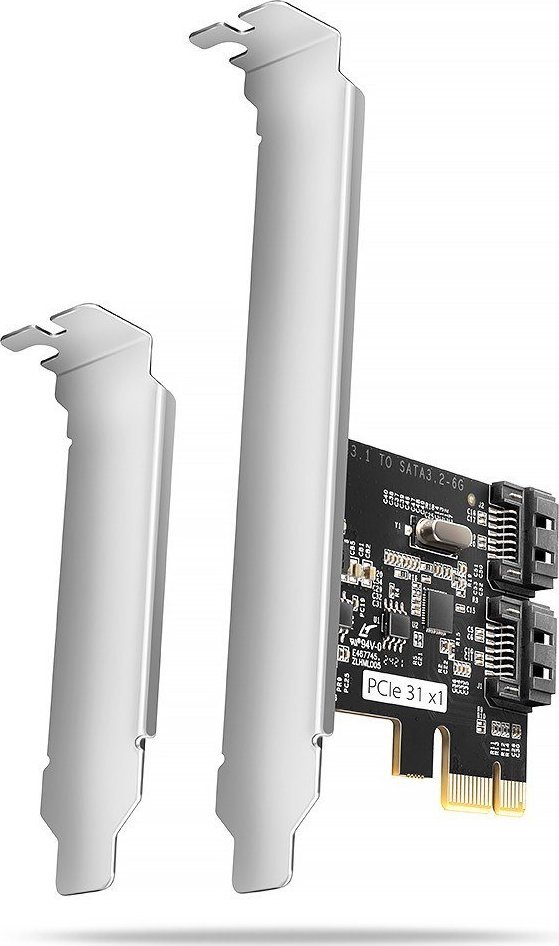 Kartë kontrolluese PCIe Axagon PCES-SJ2, 2x SATA 6 Gb/s, chipset JMB582, me kllapë standarde dhe low profile