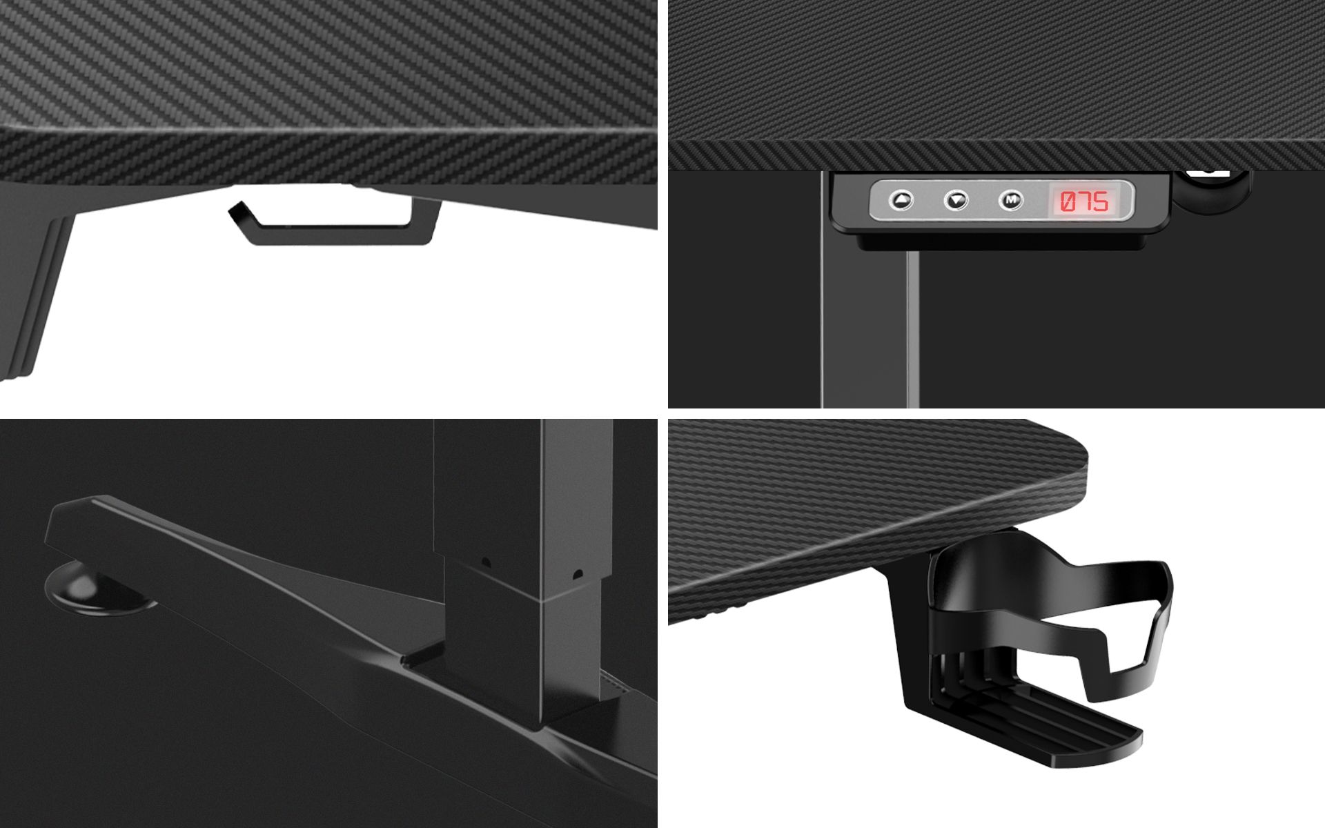 Tavolinë elektrike gaming Huzaro Hero 8.5, 140x60 cm, rregullim lartësie, e zezë