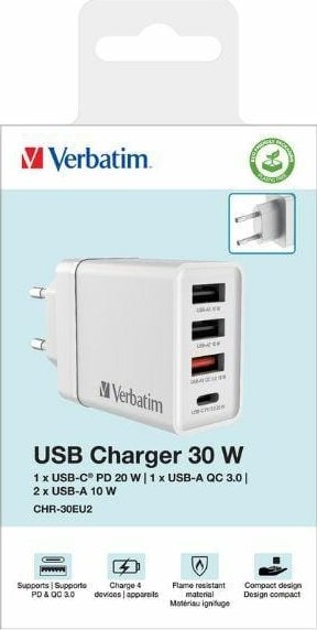 Ngarkues Verbatim, USB, 5V, i bardhë