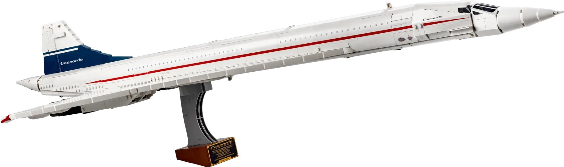 Set ndërtimi LEGO Icons Concorde 10318, model avioni ekspozimi, i bardhë
