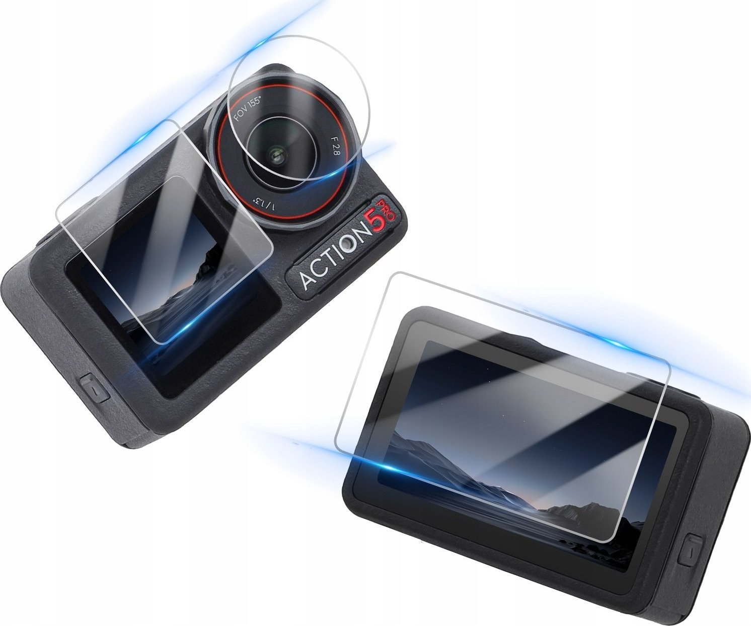 Xham mbrojtës Sunnylife për DJI Osmo Action 5 Pro, set 3 pjesë, 9H, transparent