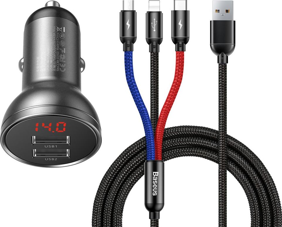 Karikues për veturë Baseus Three Primary Colors 2x USB-A 4.8 A