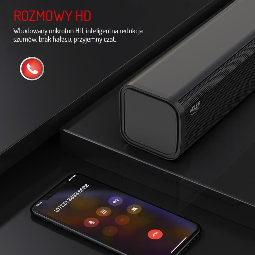 Altoparlant Bluetooth Adler AD 1191, orë zgjimi, 15 orë riprodhim, i zi