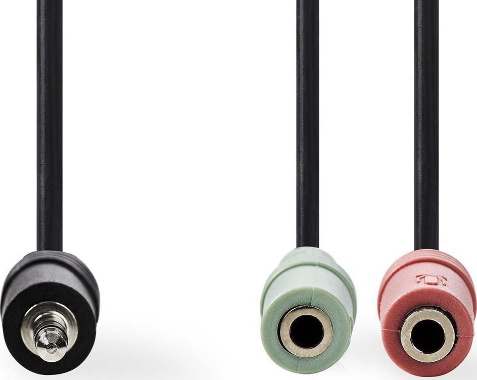 Adapter audio 3.5mm për kufje dhe mikrofon, ndarës, i zi