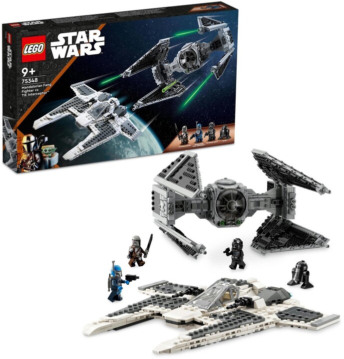 Set LEGO® Star Wars™ 75348 Mandalorian Fang-class fighter versus TIE Interceptor