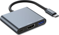 Adapter USB C Tech-Protect V1-HUB, 3 në 1, HDMI 4K, gri