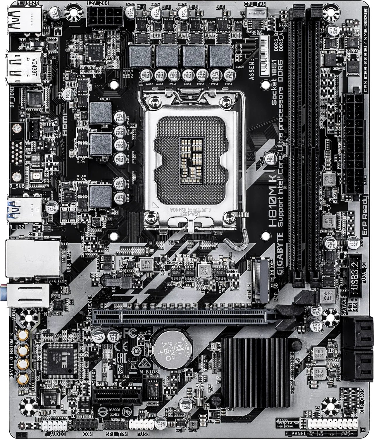 Pllakë amë Gigabyte H810M K, DDR5 deri 6400MHz, PCIe 4.0 M.2, e zezë