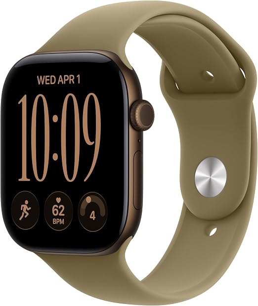 Apple Watch S12 GPS 46mm Dark Bronze Aluminium Case with Olive Sport Band, M/L