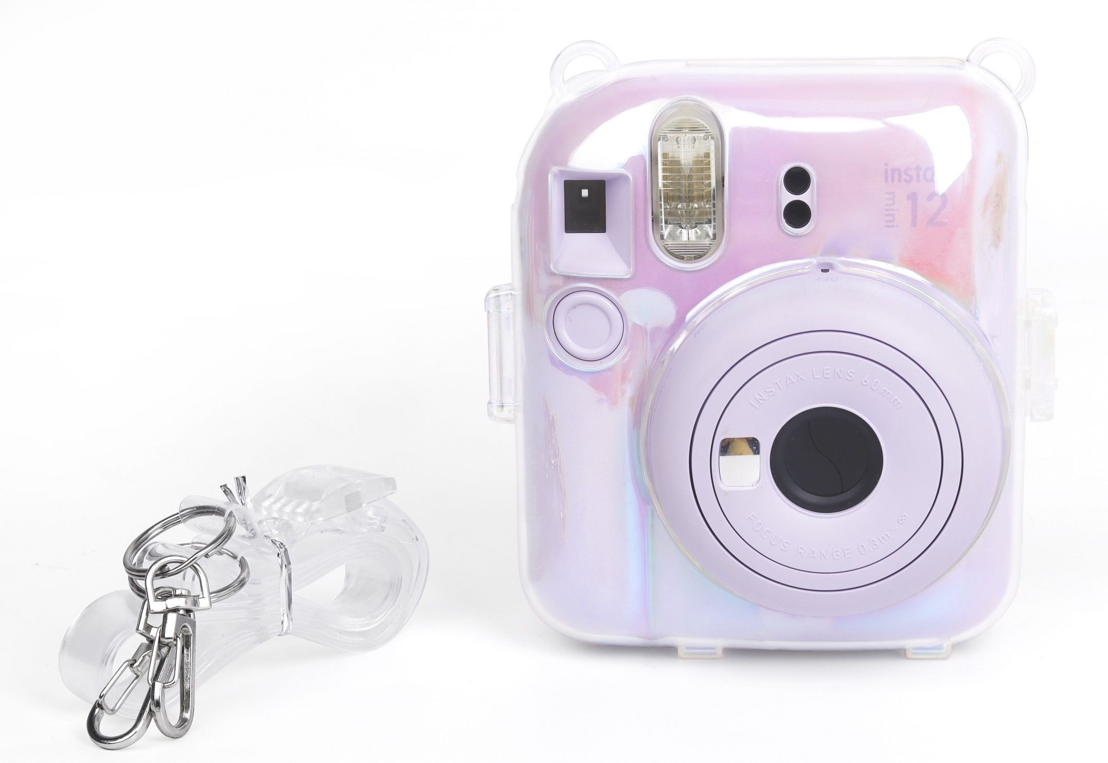 Set mbrojtës LoveInstant për kamerë Fuji Instax Mini 12, kuti transparente, sleeve transporti me shkëlqim