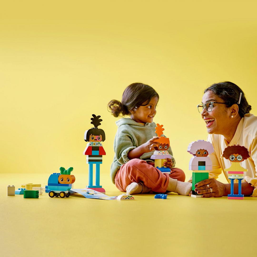 Set lodrash LEGO Duplo Little Figures with Emotions 10423, edukativ, shumëngjyrësh