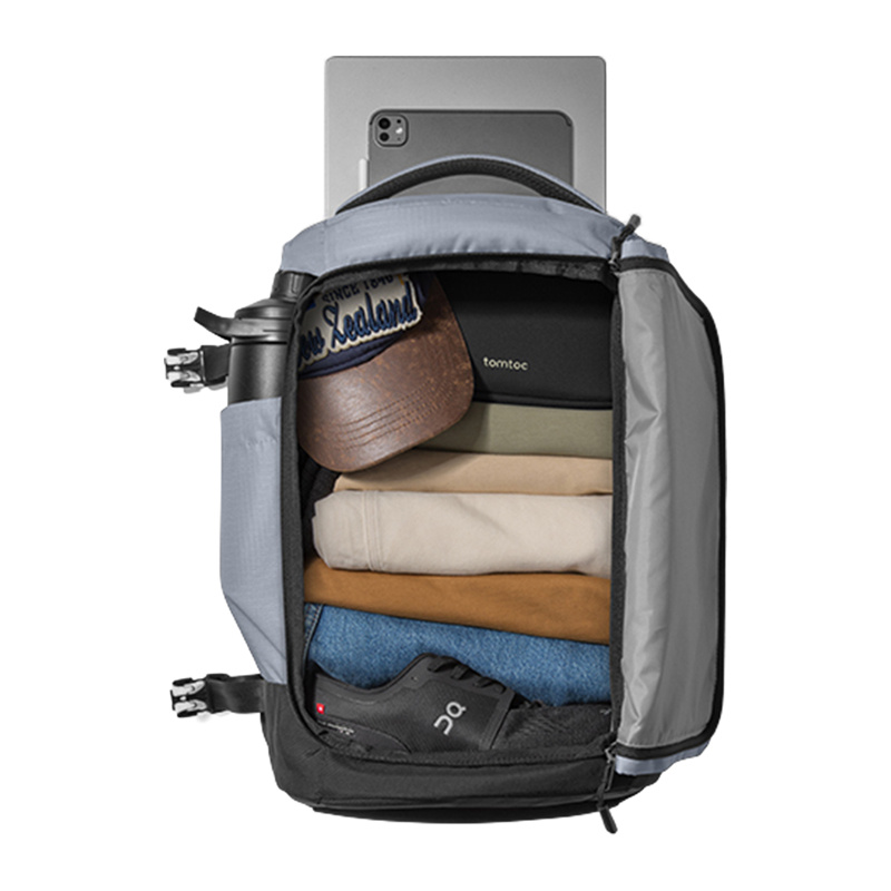 Çantë shpine udhëtimi Tomtoc Navigator T66 Liteway, 28L, për laptop 16", gri e çelët