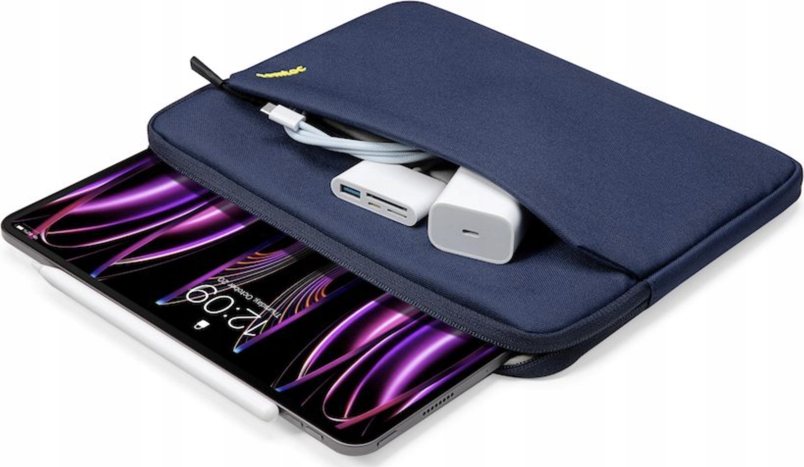 Mbështjellës tablet Tomtoc për iPad Pro 12.9", rezistent ndaj goditjeve, blu e errët