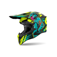 Kaskë motocross Airoh Wraaap Cyber, ECE 22.06, për të rritur, e zezë matt neon e kaltër, XS
